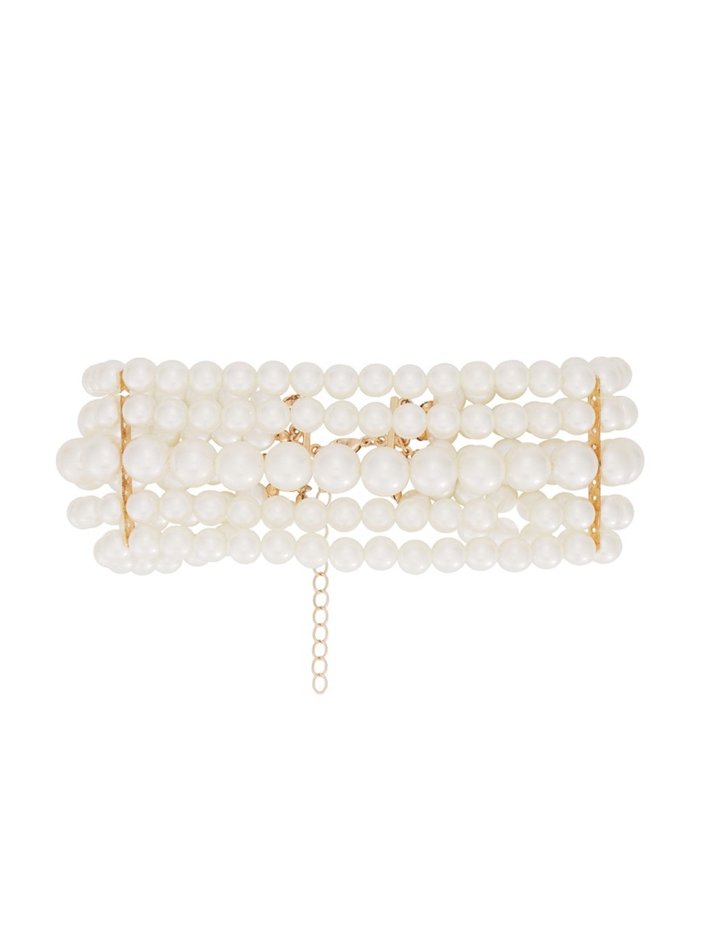 Bronx and Banco 5 Strand Pearl Choker in White Thick Pearls Statement Necklace - Picture 3 of 6